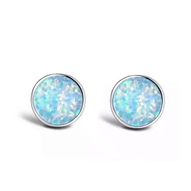 Sky Blue Opal Stud Earrings