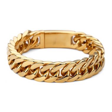 Hiphop Vintage gold bracelets High Quality 24K Gold plated 21cm long Dragon bones cuban Link chunky bangles pulseras men jewelry