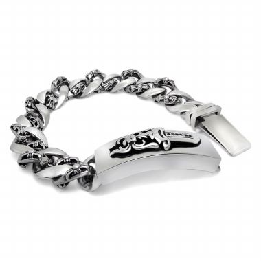 Diamond Cut Curb Steel Bracelet