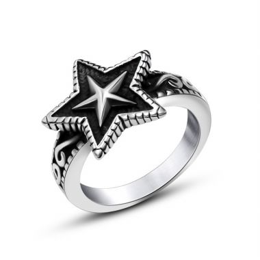 Filigree Pentagram Star Cute Fashion Ring New Stainless Steel Band Sizes