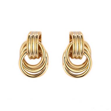 Gold Triple Geometric Earrings