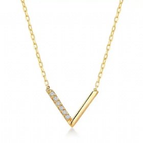 V-shaped pendant gold-plated necklace