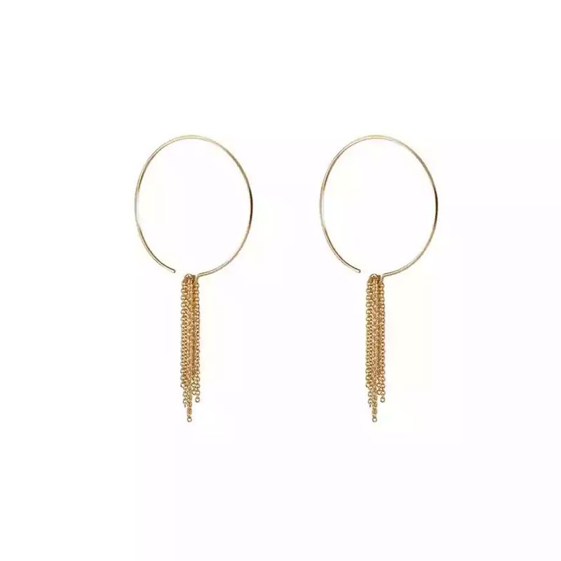 Large Circle Chain Tassel Earrings