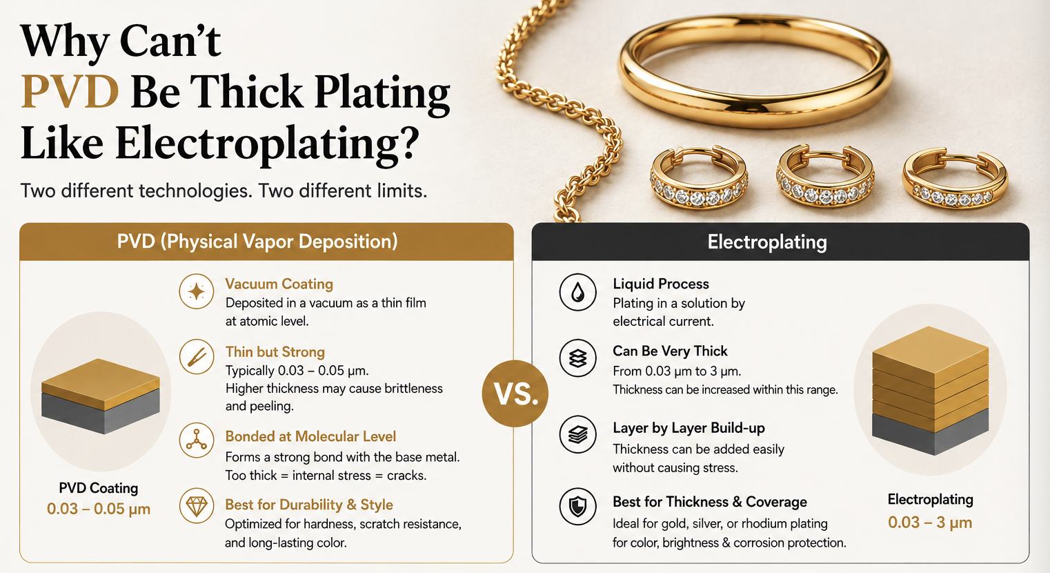 Why Can’t PVD Be Thick Plating Like Electroplating?