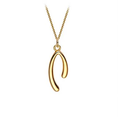 Gold Wishbone Pendant Necklace