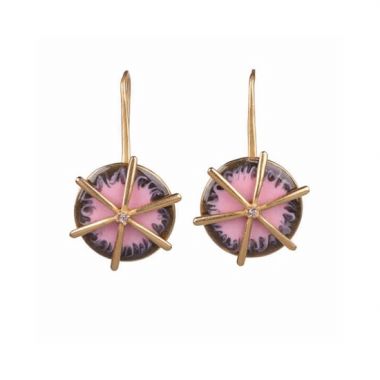 Round Colored Crystal Enamel Earrings