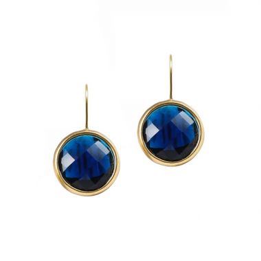 Round Sapphire Hook Earrings