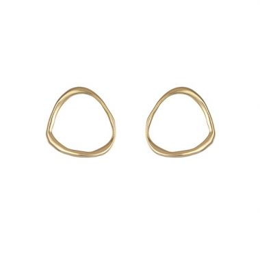Gold Irregular Circle Stud Earrings