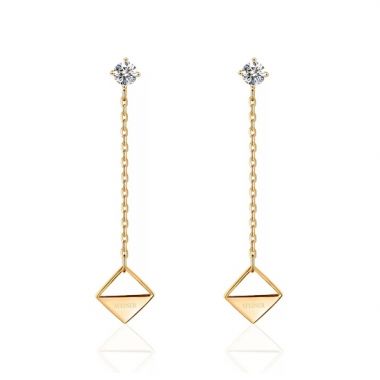 Geometric Rhombus Long Chain Earrings