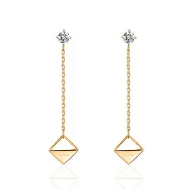 Geometric Rhombus Long Chain Earrings