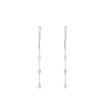 Diamond Spaced Dangle Chain Earrings