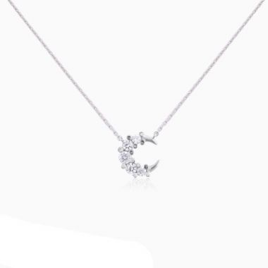 Sparkling Zirconia Moon Pendant Necklace