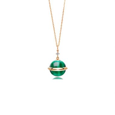 Saturn Round Geometric Pendant Necklace