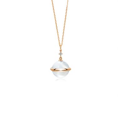 Saturn Round Geometric Pendant Necklace