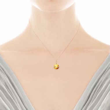 Saturn Round Geometric Pendant Necklace