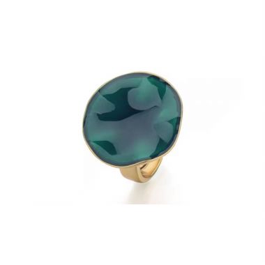 Dark Green Enamel Irregular Circle Ring