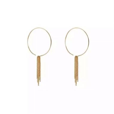 Large Circle Chain Tassel Earrings