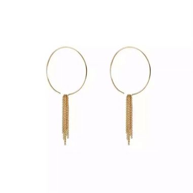 Large Circle Chain Tassel Earrings