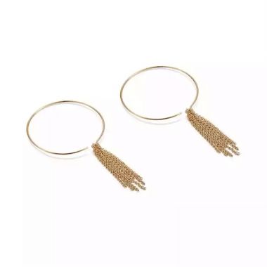 Large Circle Chain Tassel Earrings