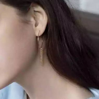 Large Circle Chain Tassel Earrings