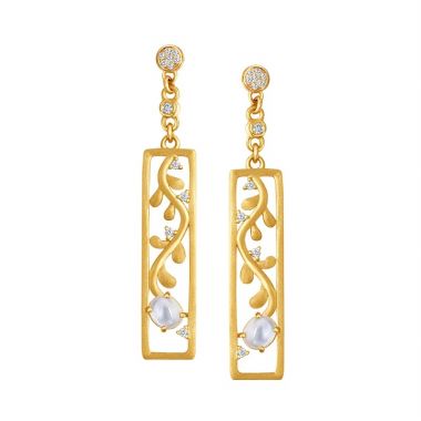 Bar Vine Pearl Drop Earrings