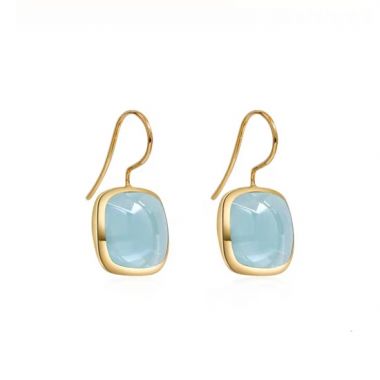 Aquamarine Square Hook Earrings