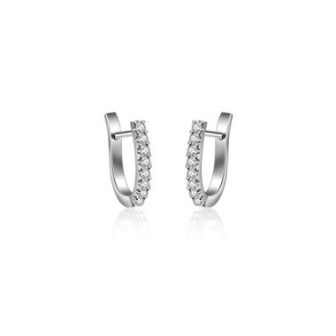 Diamond Oval Hoop Huggie Earrings