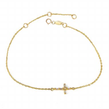 Yellow Gold Cross Zirconia Bracelet