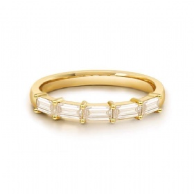 Yellow Gold Baguette Zirconia Ring