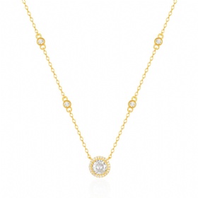 Round Multi-Diamond Station Necklace