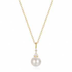 s925 Sterling Silver Pearl Diamond Necklace