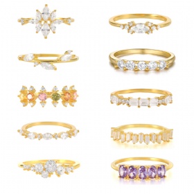 Geometric Colored Zirconia Ring Set