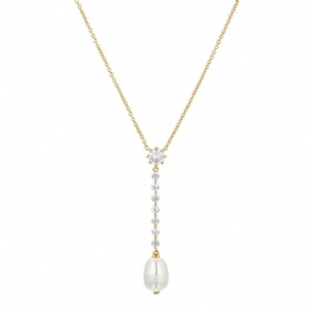 Diamond Pearl Lariat Necklace