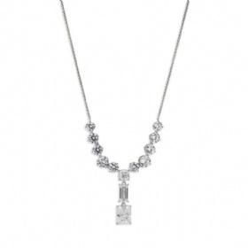 Round Square CZ Lariat Necklace