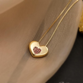 Heart Red CZ Pendant Necklace