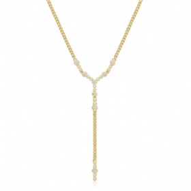 Zircon Cuban Chain Lariat Necklace