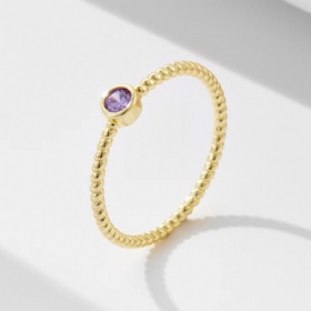 Amethyst Twist Solitaire Ring