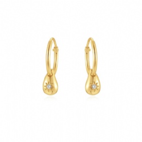 Starburst CZ Teardrop Hoop Earrings