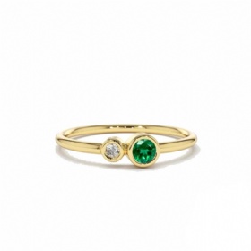 Round Emerald & Diamond Ring