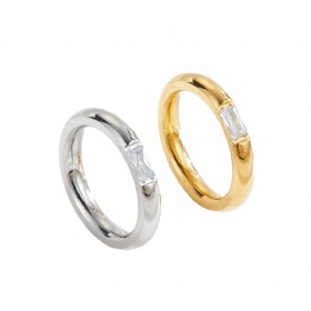 Baguette CZ Solitaire Ring