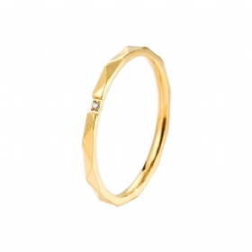 Faceted Diamond Solitaire Ring