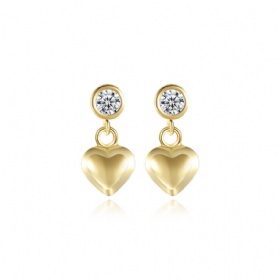CZ Heart Dangle Earrings