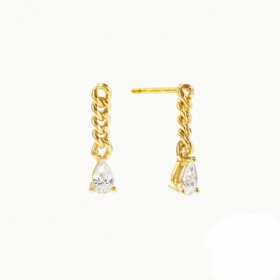 Cuban Chain Tear Drop Earrings
