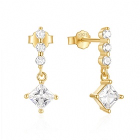 Single Row Diamond Dangling Earrings