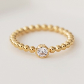 Round Zirconia Beads Ring