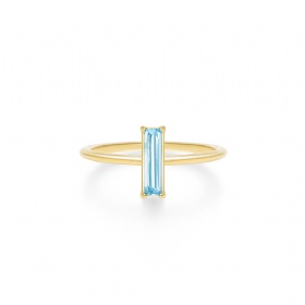 Rectangular Blue Topaz Solitaire Ring