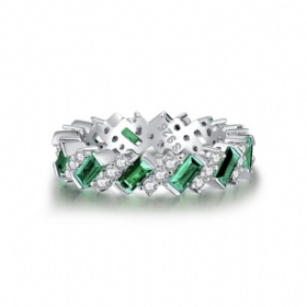 Baguette Cut Emerald CZ Ring