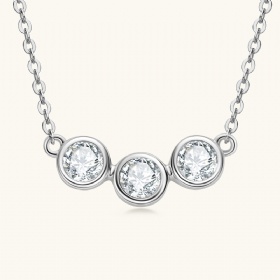 Three Bezel Moissanite Necklace