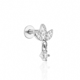 Three Leaf CZ Dangling Piercing Earrings