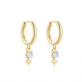 Opal Star Hoop Earrings